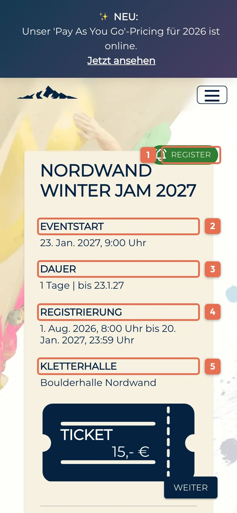 Eventdetails vor der Anmeldung